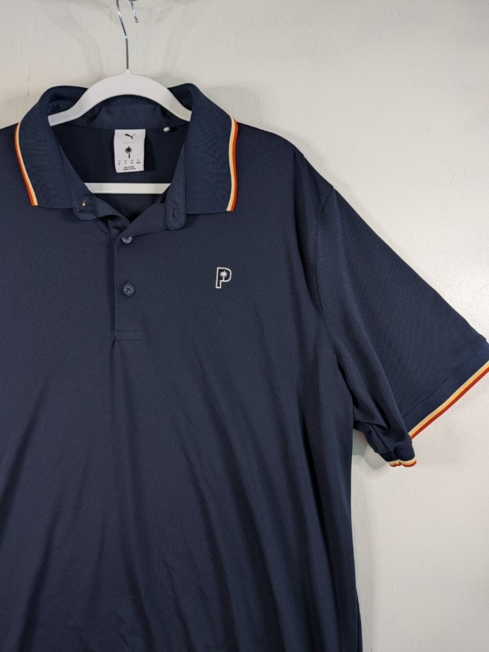 Puma x Palm Tree Crew Golf Polo Mens XL Navy Tipped Collar PTC Rickie Fowler